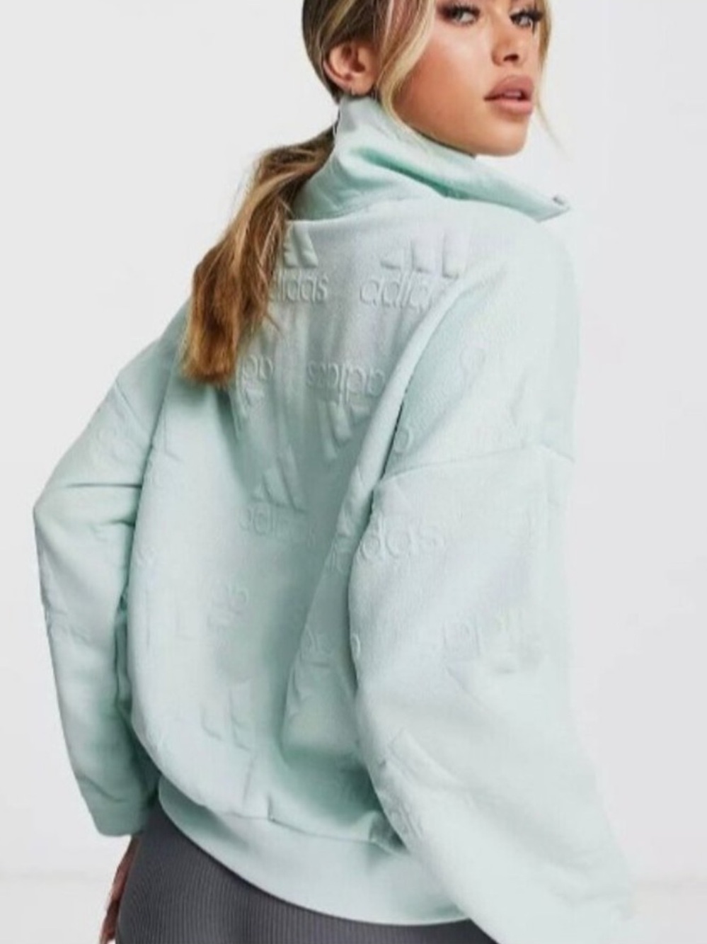 Adidas Aeroready Logo Jacquard 1/2 Zip Sweatshirt